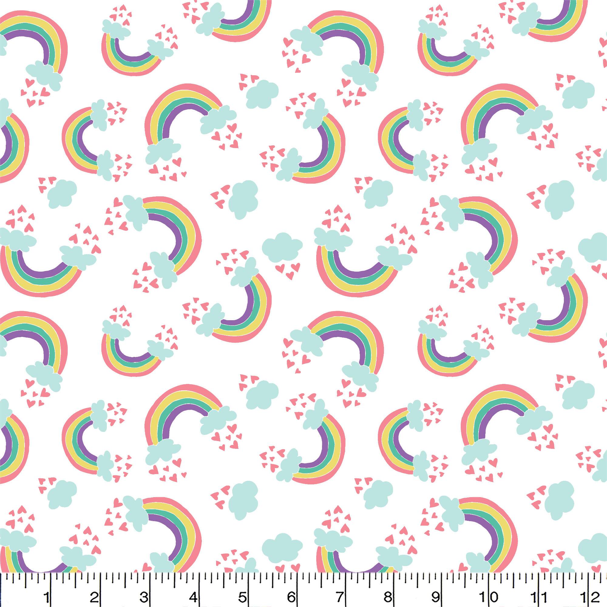 Eugene Textiles Rainbows & Hearts Flannel